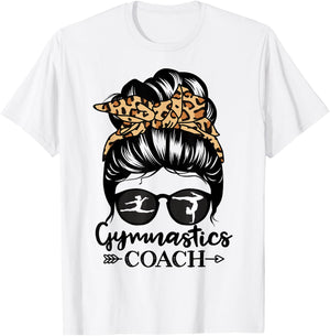 Gymnastics Coach Messy Bun Hair Funny Gymnast Coach T-Shirt - T-Shirt | White