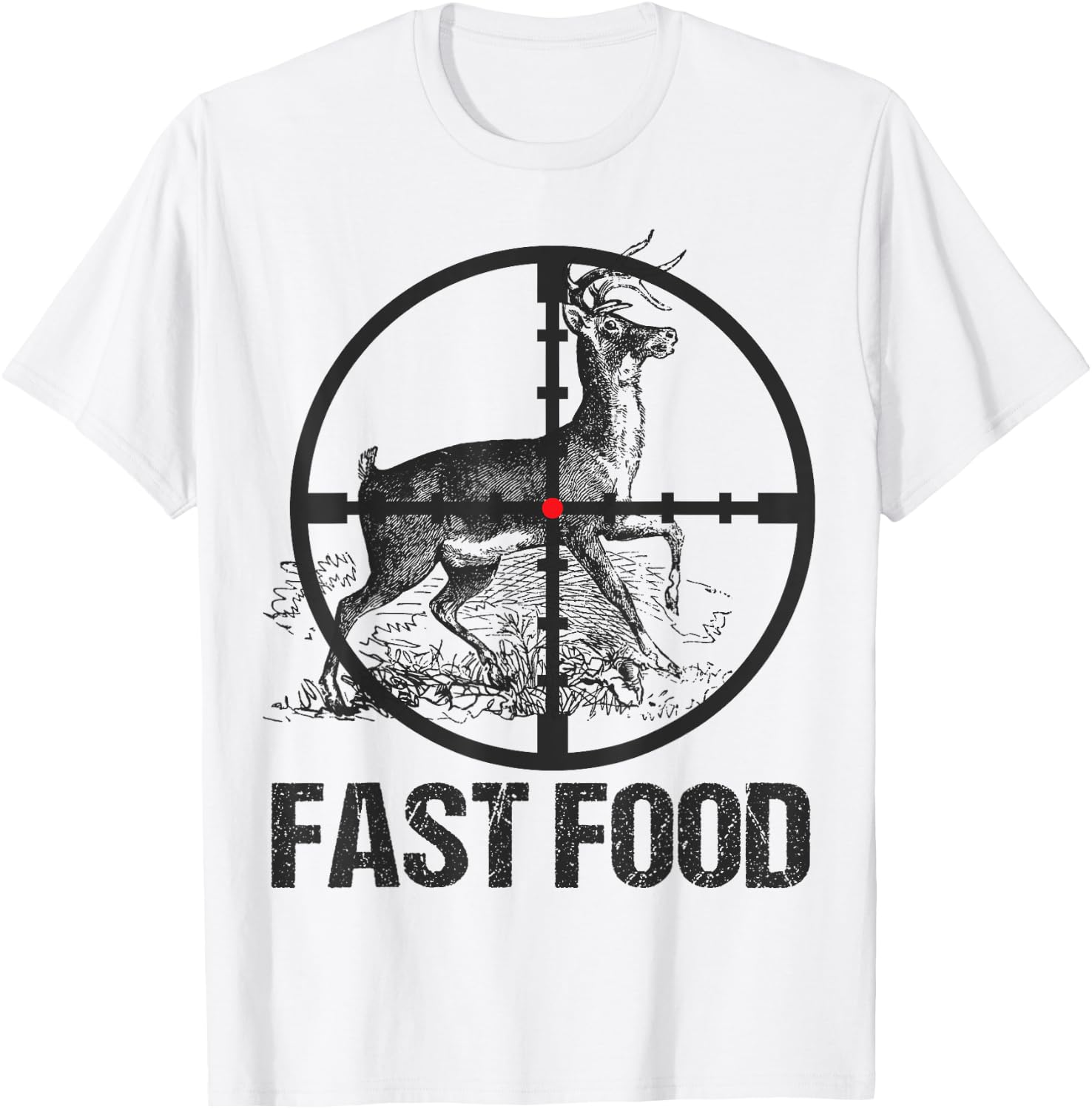 Men Deer Hunting Hunter Funny Whitetail Deer Fast Food Youth T-Shirt - T-Shirt | White