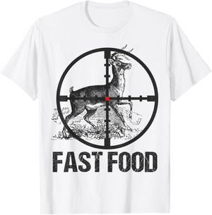 Men Deer Hunting Hunter Funny Whitetail Deer Fast Food Youth T-Shirt - T-Shirt | White