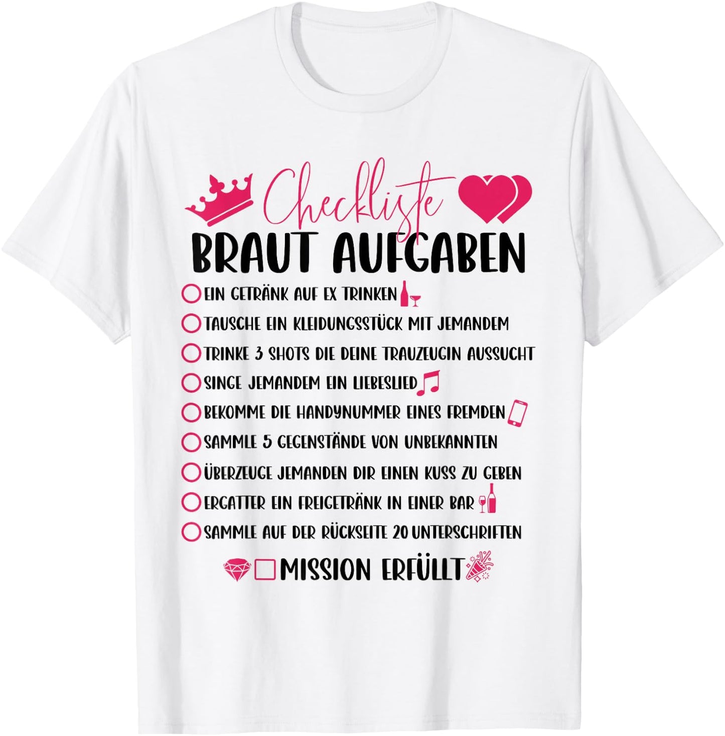 Checkliste der JGA Braut für den Junggesellinnenabschied T-Shirt - T-Shirt | White