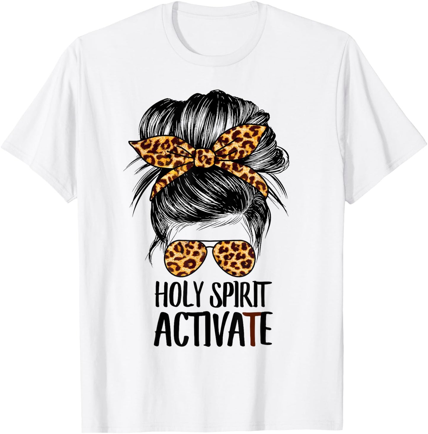 Trendy Religious Holy Spirit Cool Mom Life Leopard Print T-Shirt - T-Shirt | White