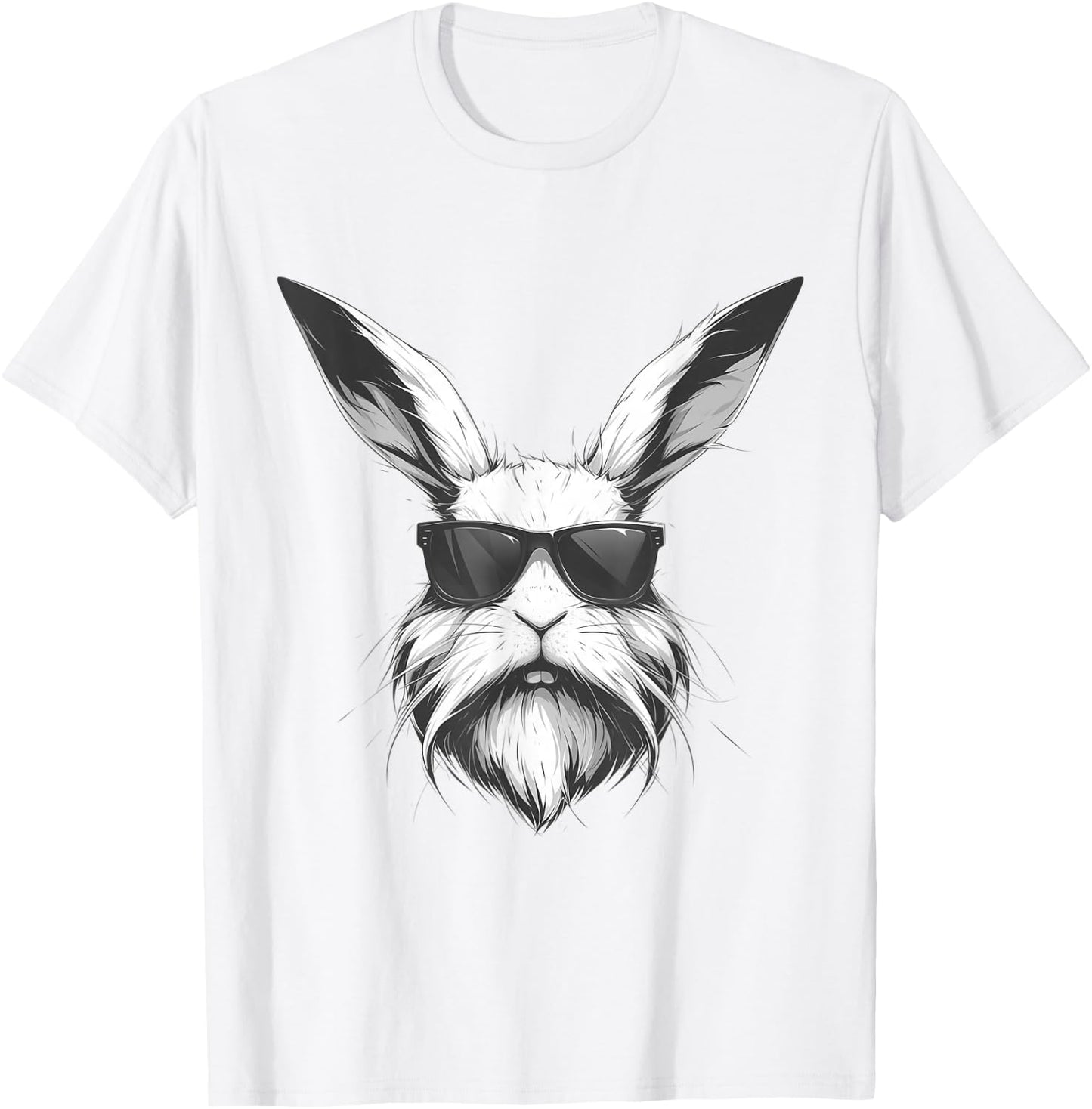 Beard Bunny Face With Sunglasses Easter Day 2024 Men Boy Kid T-Shirt - T-Shirt | White