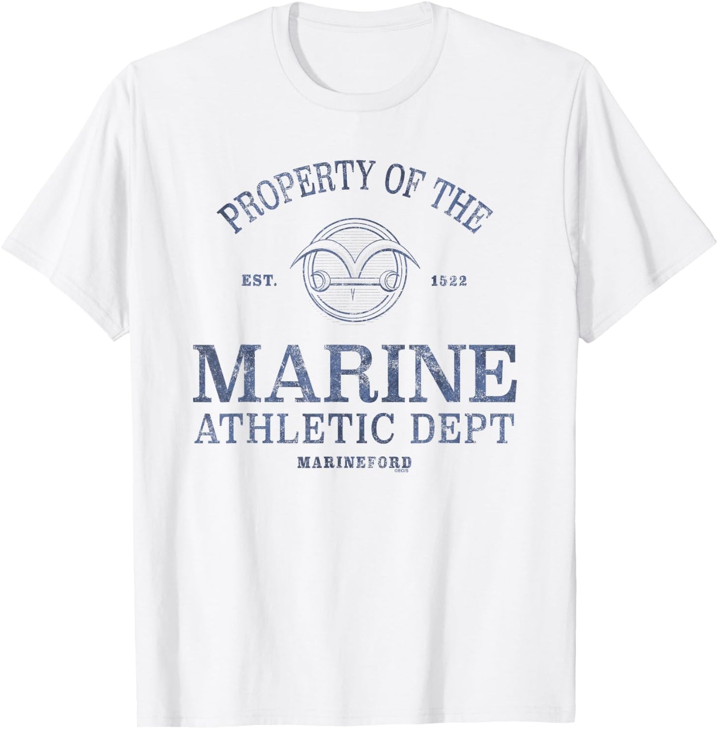 One Piece Marine Athletic Dept , White T-Shirt - T-Shirt | White