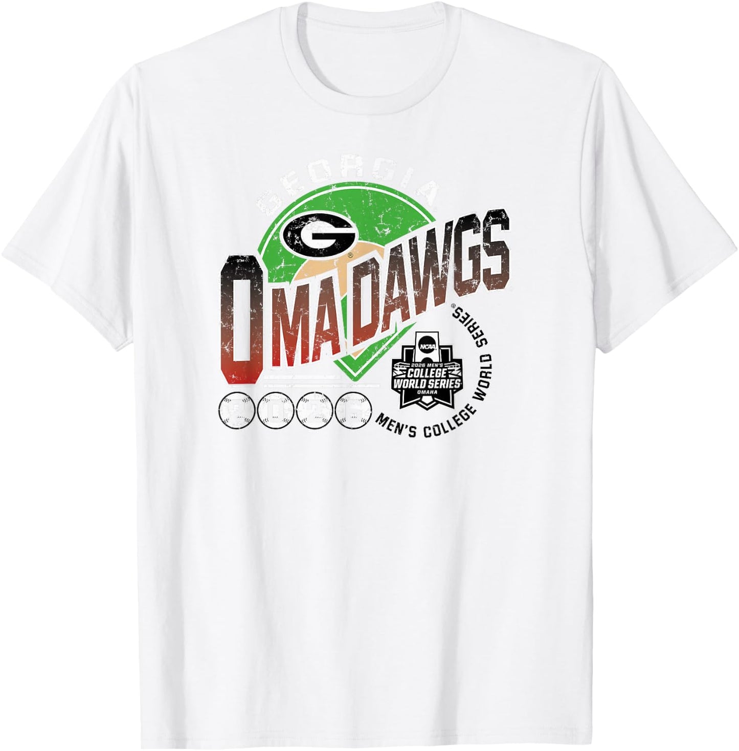 Georgia Bulldogs College World Series 2026 Baseball Omadawgs T-Shirt - T-Shirt | White
