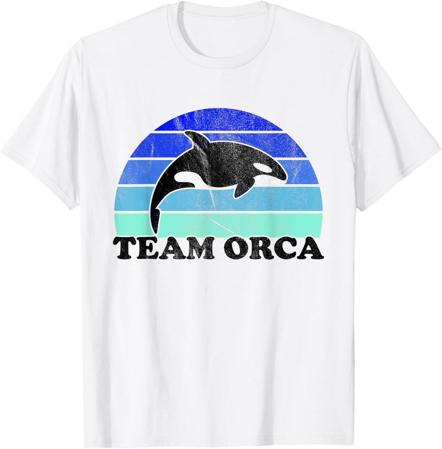 Team Orca - Whale Orcas Sea Ocean Retro Sunset T-Shirt - T-Shirt | White