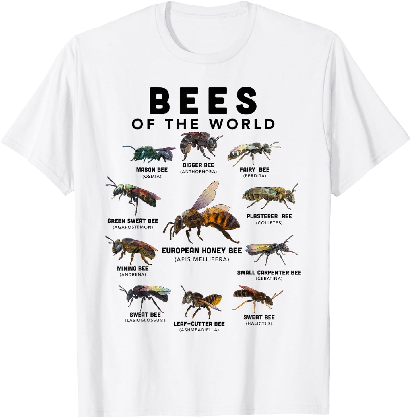 Bee Shirt Bees Of The World Beekeeper Funny Beekeeping T-Shirt - T-Shirt | White