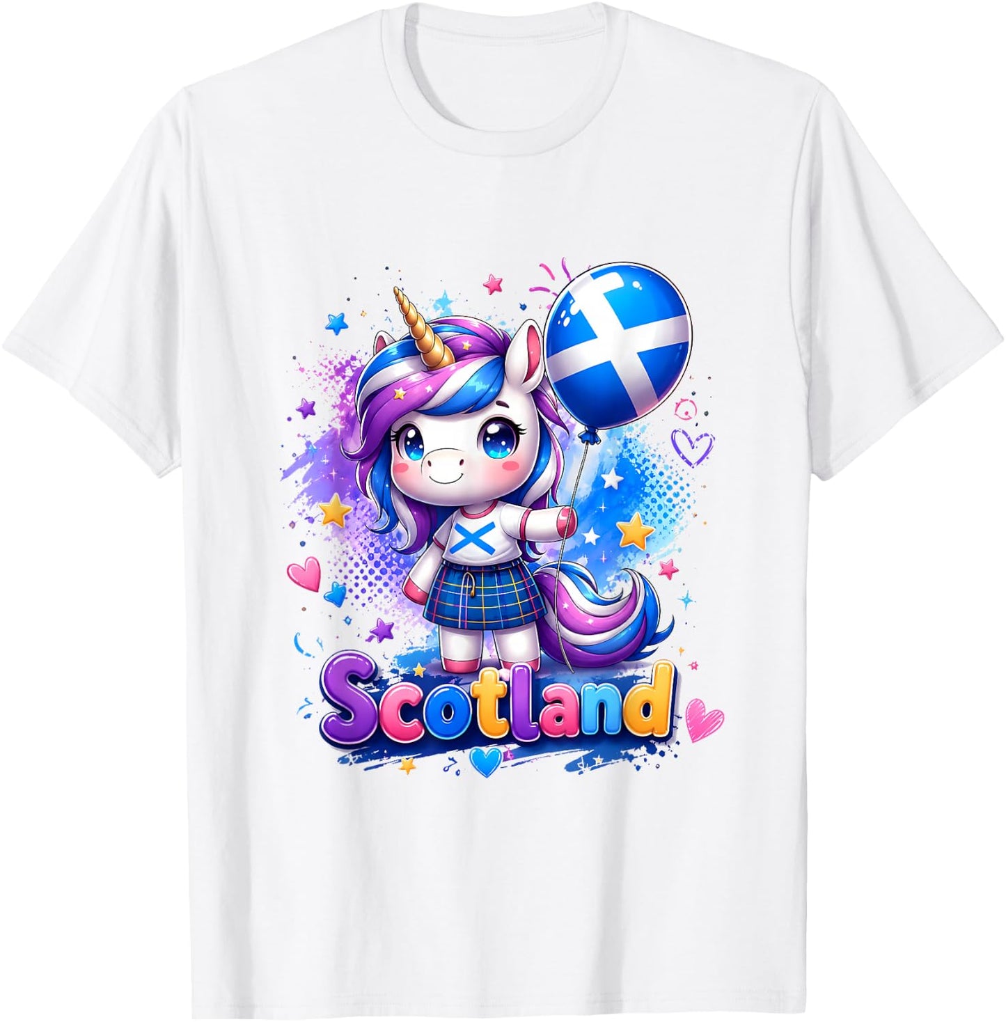 Cute Scotland Unicorn Shirt Scottish Flag Kawaii T-Shirt - T-Shirt | White