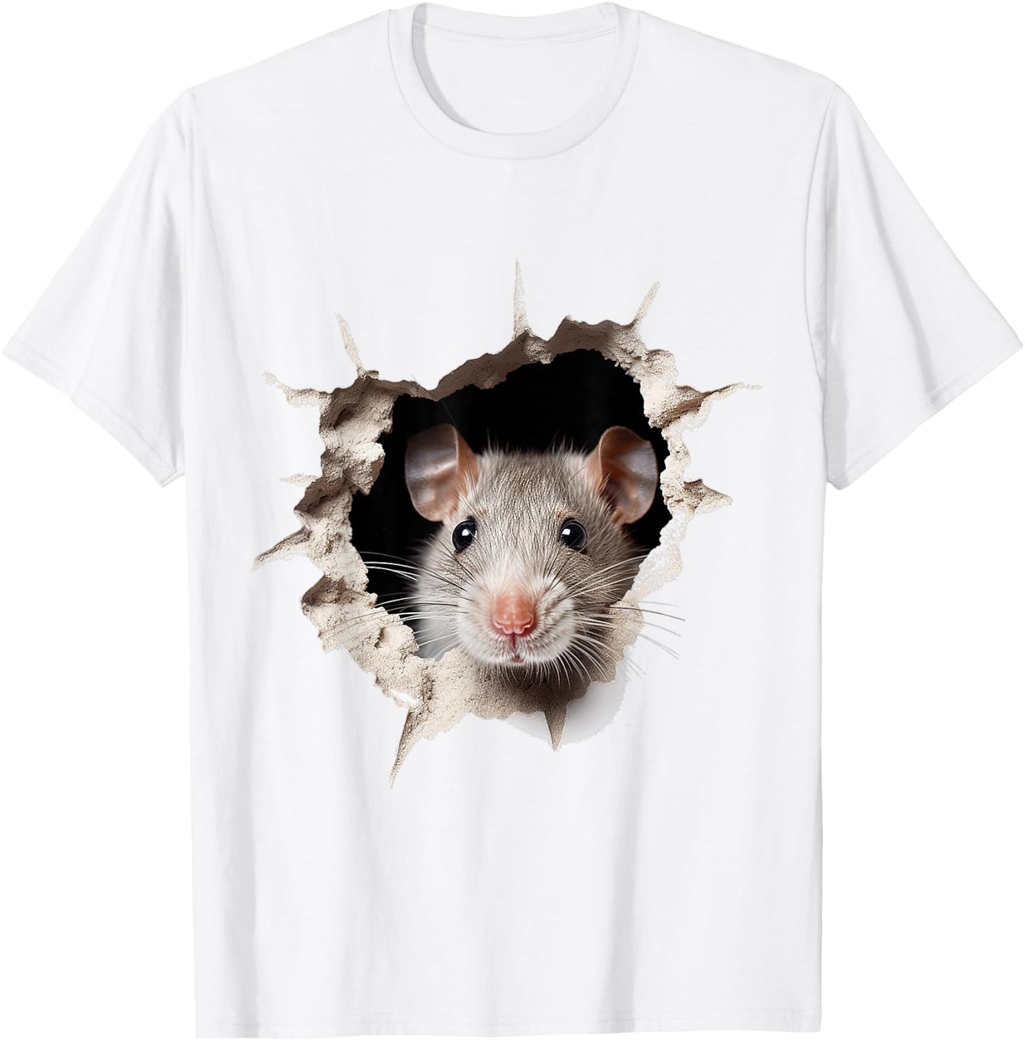 Mouse Animal Print Graphic Drawing Illustration Face Mouse , white, S T-Shirt - T-Shirt | White