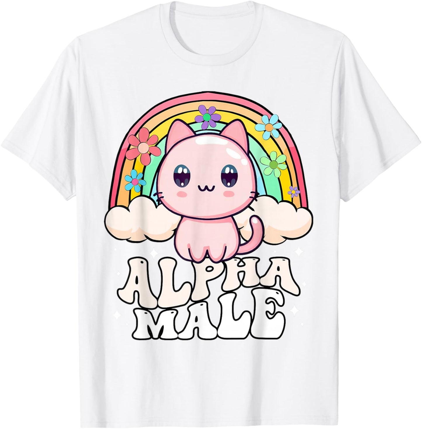 Alpha Männliche Katze Kätzchen Regenbogen T-Shirt - T-Shirt | White