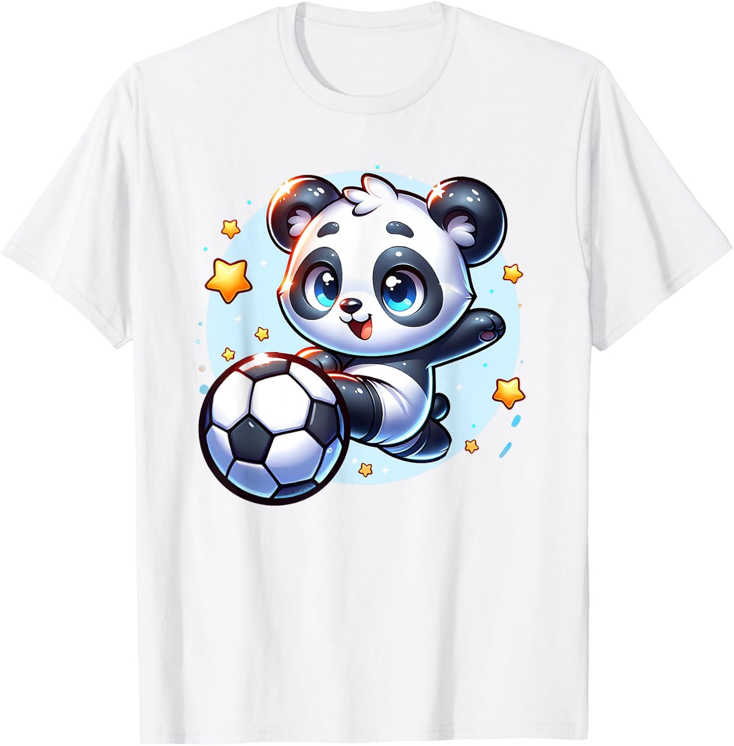 Panda Soccer Player Kicking Soccer Ball Cute Girls Graphic T-Shirt - T-Shirt | White