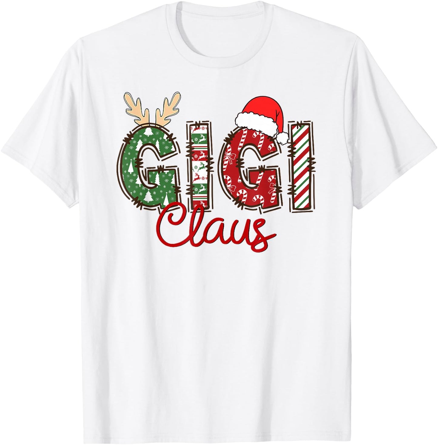 Gigi Claus Christmas Reindeer Pajama Family Matching T-Shirt - T-Shirt | White