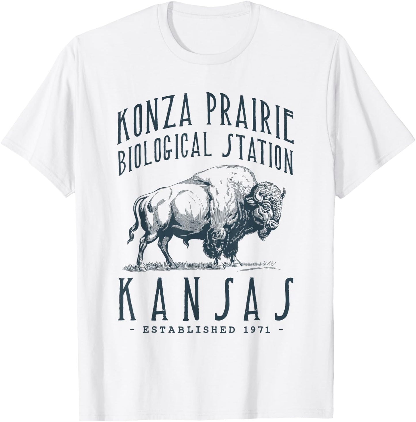 Konza Prairie, Kansas. Bison Design T-Shirt - T-Shirt | White