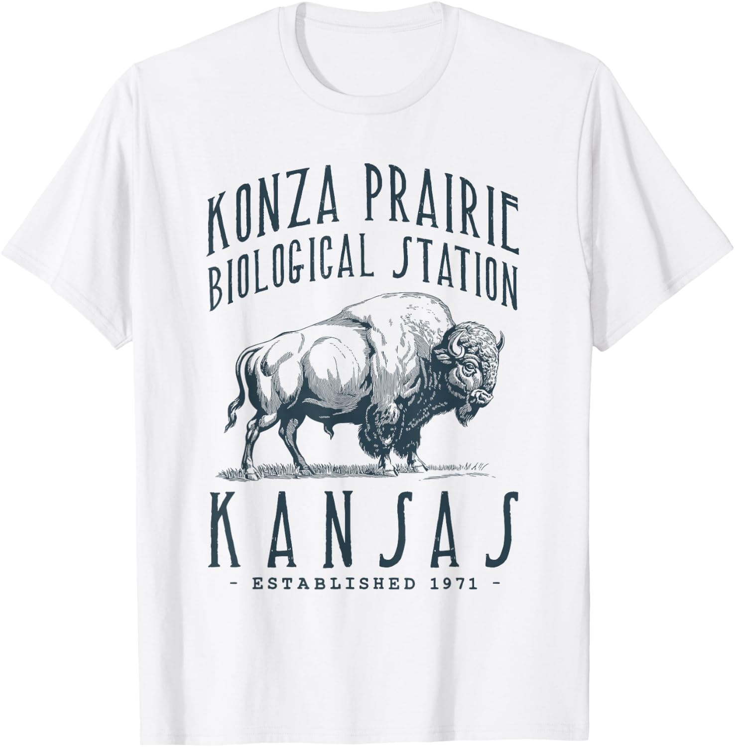 Konza Prairie, Kansas. Bison Design T-Shirt - T-Shirt | White