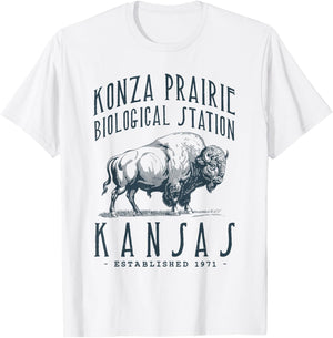 Konza Prairie, Kansas. Bison Design T-Shirt - T-Shirt | White