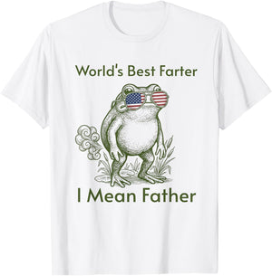 World's Best Farter I Mean Father Gifts Fathers Day Dad Frog T-Shirt - T-Shirt | White