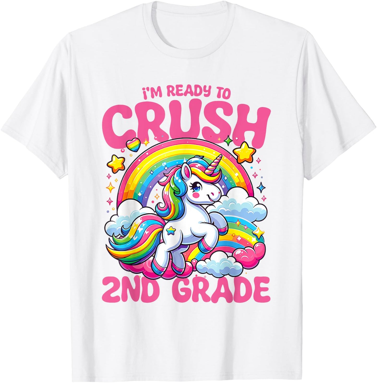 Crush 2nd Grade Unicorn Girls Teacher Back to School T-Shirt - T-Shirt | White