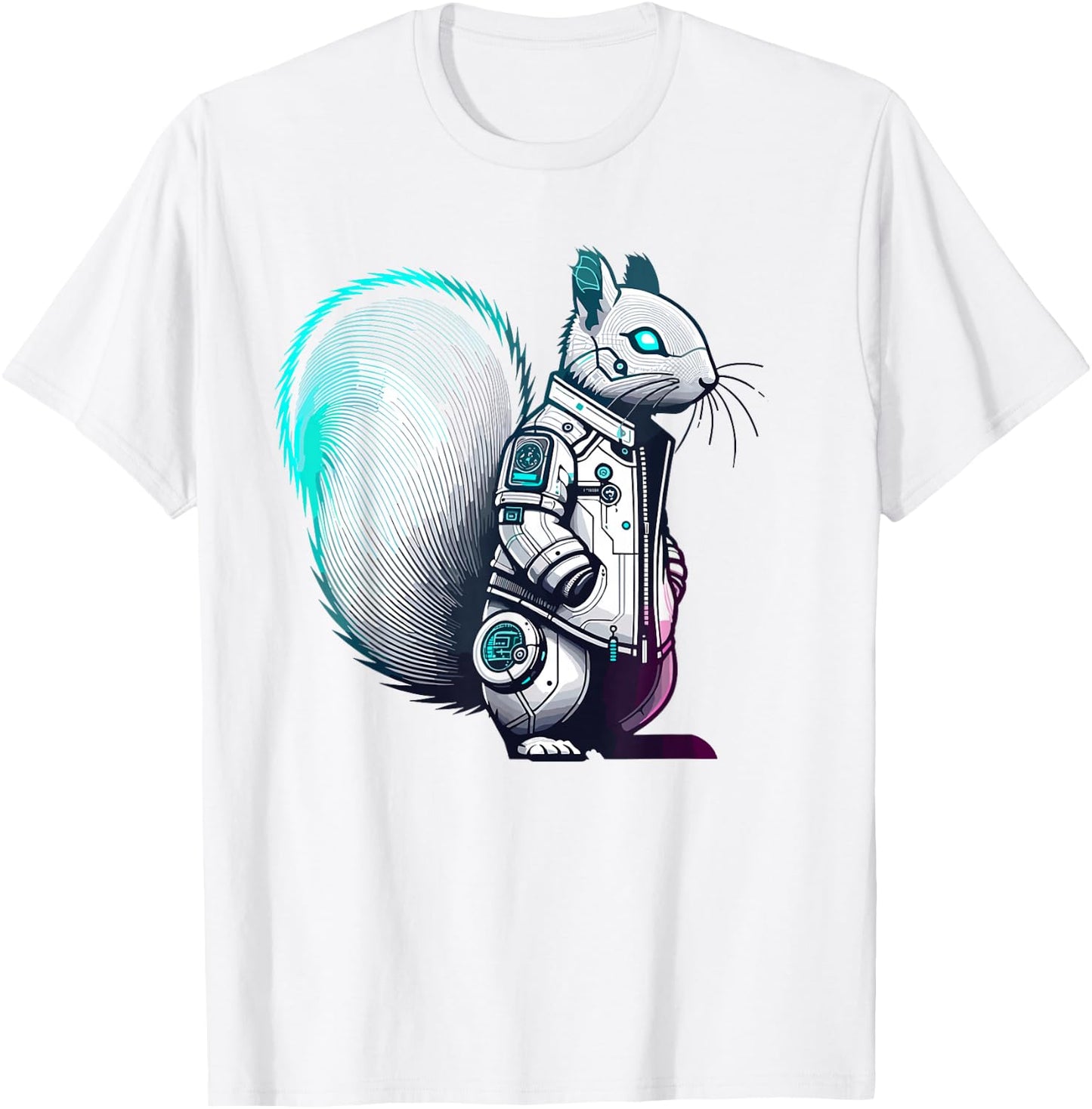 Synthwave Cyberpunk Squirrel Lover Stuff Futuristic Squirrel T-Shirt - T-Shirt | White