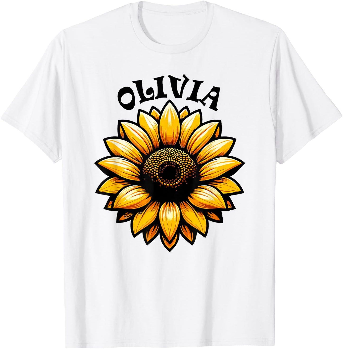 Olivia Beautiful Sunflower Design for Girls Name Olivia T-Shirt - T-Shirt | White