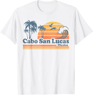 Cabo San Lucas Mexico Beach Summer Vacation Vintage Retro T-Shirt - T-Shirt | White