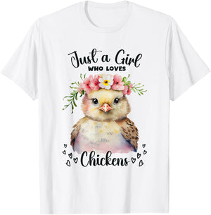 Just a Girl Who Loves Chickens for Girls Who Love Animals T-Shirt - T-Shirt | White