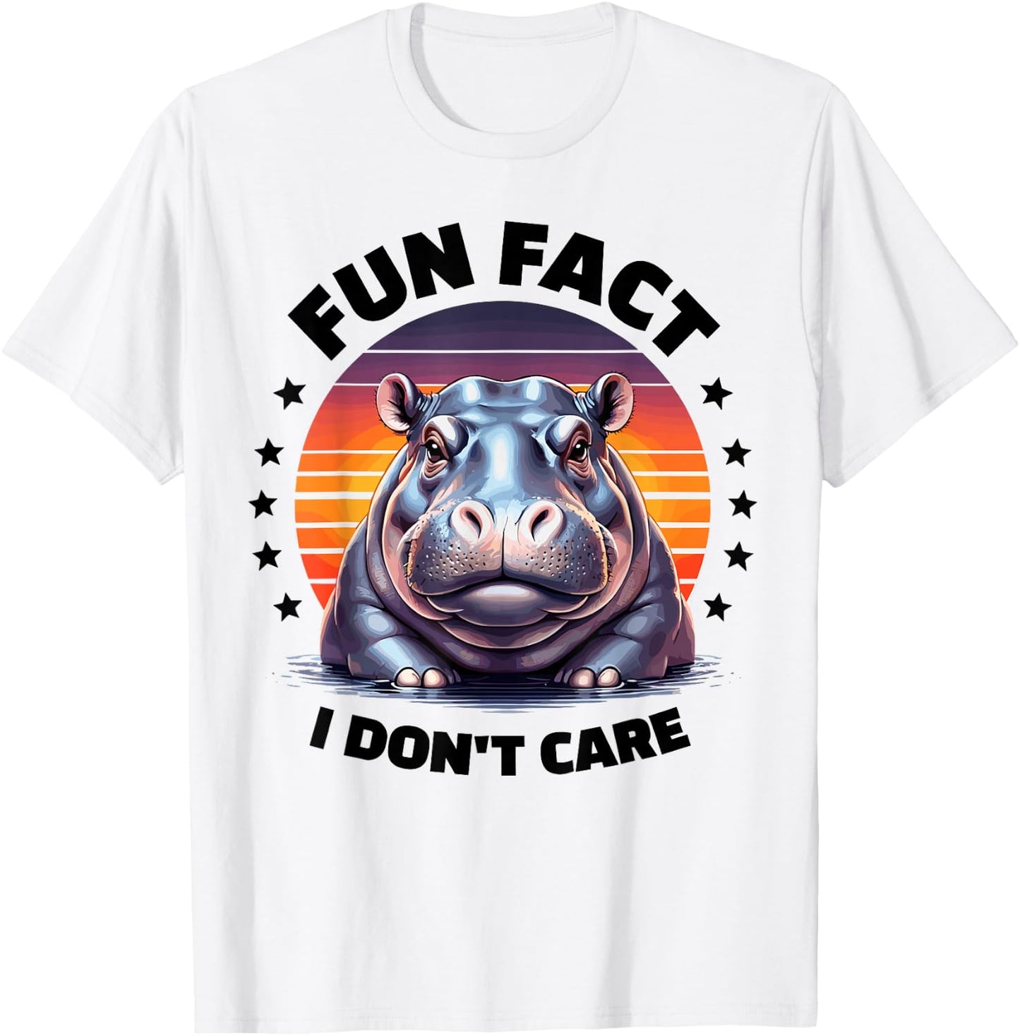 Fun Fact I Don't Care Hippo Stuff | Hippopotamus Funny Hippo T-Shirt - T-Shirt | White