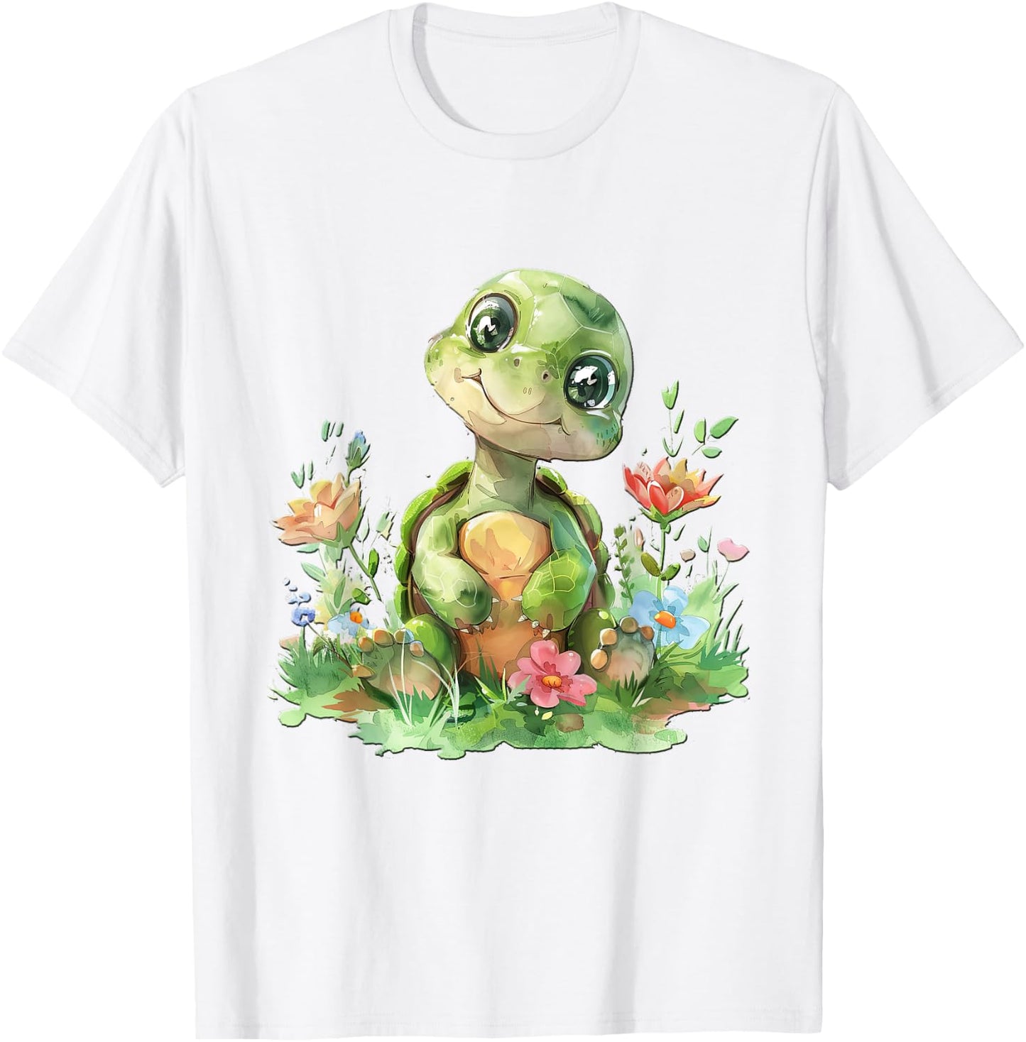 Baby Schildkröte mit Blumen süße Kröte Mädchen Tochter Sohn T-Shirt - T-Shirt | White