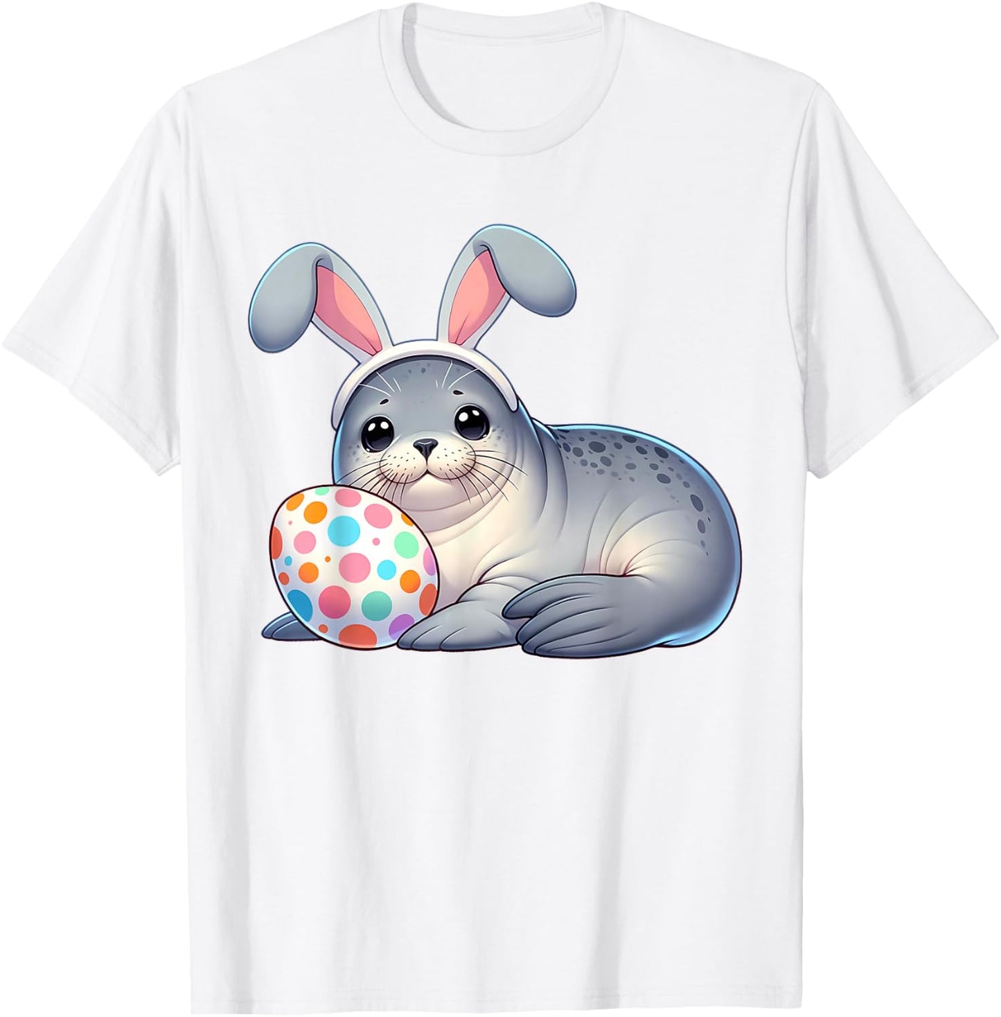 Funny Easter Seal Lovers Egg Eggs Bunny Rabbit Bunnies T-Shirt - T-Shirt | White