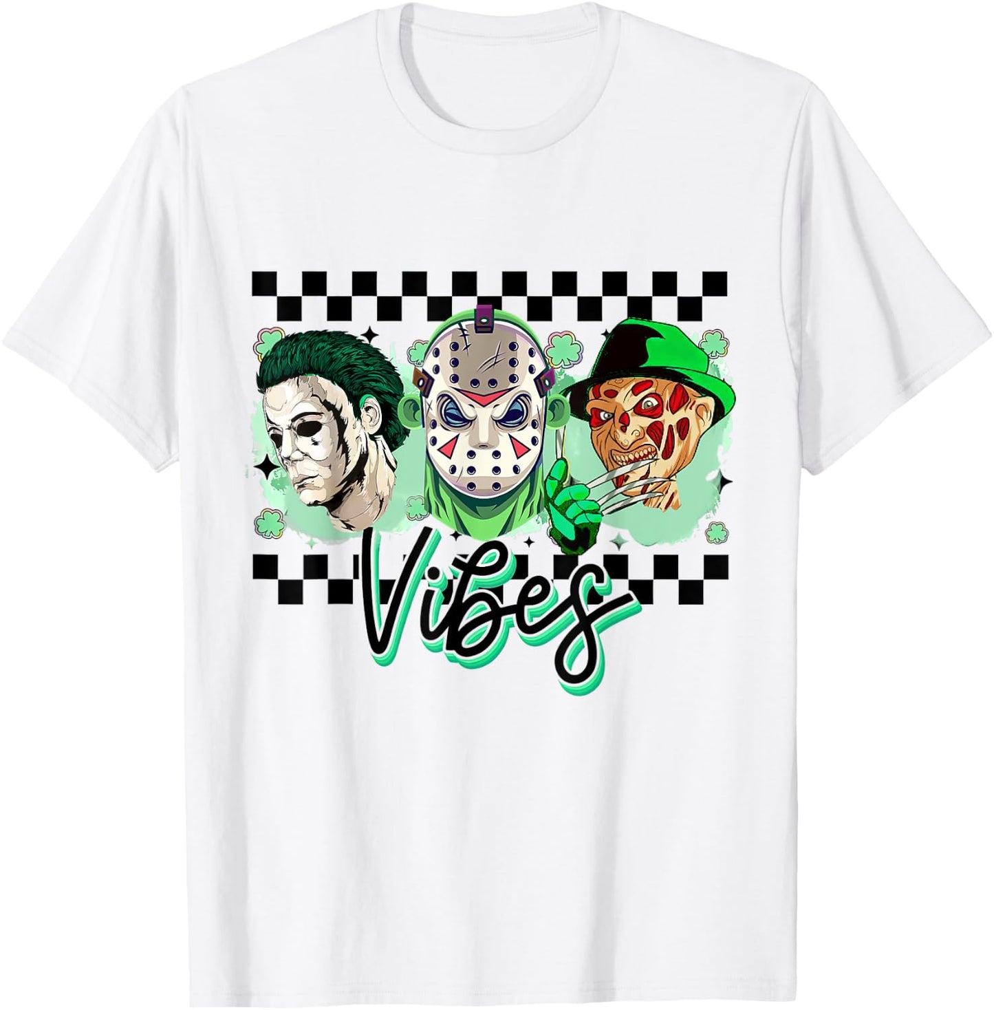 Horror St Patricks Day, Lucky Vibes, Horror Movie T-Shirt - T-Shirt | White