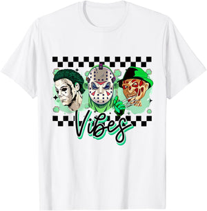 Horror St Patricks Day, Lucky Vibes, Horror Movie T-Shirt - T-Shirt | White