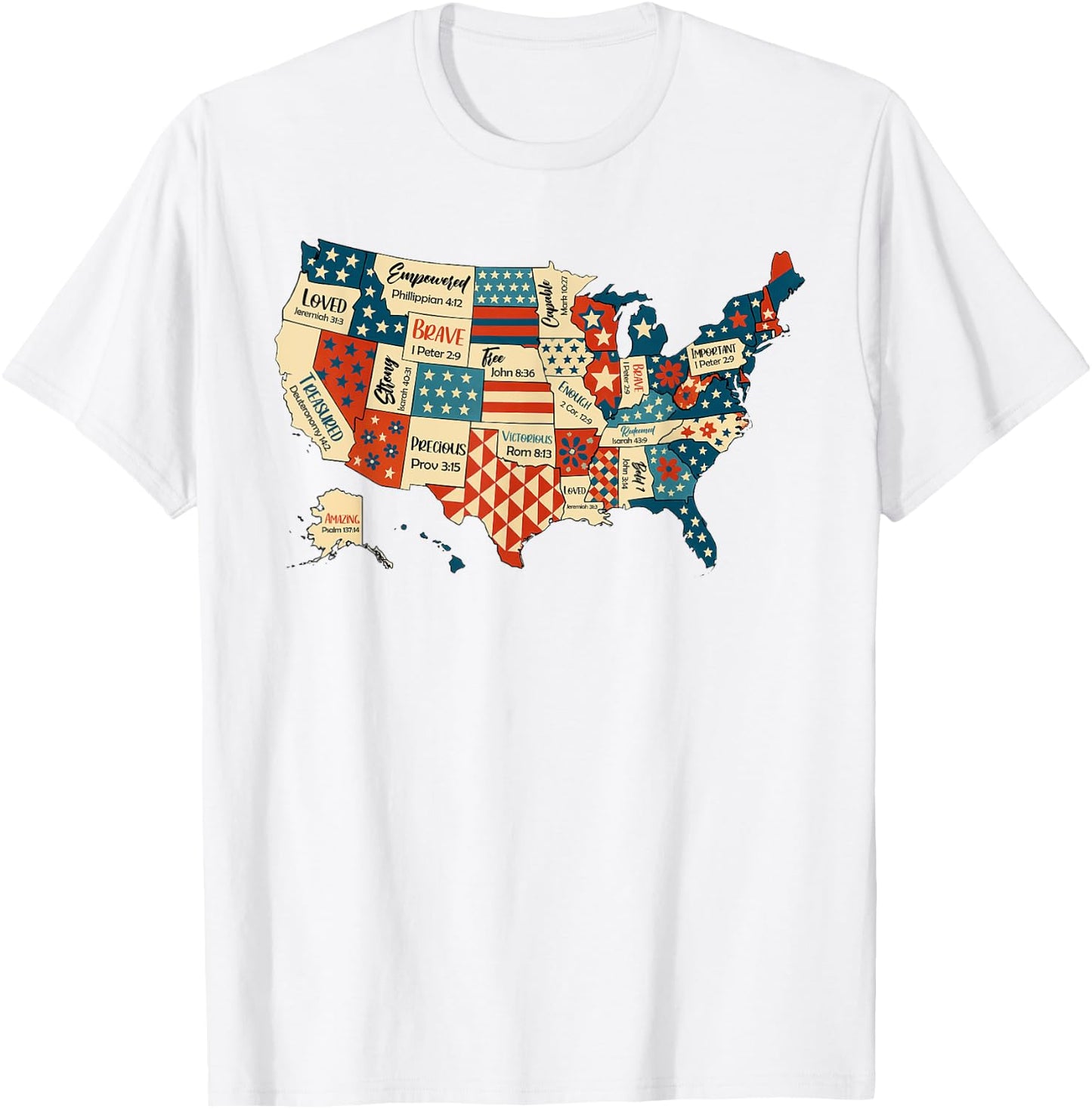 Retro America USA Map God Say You're Bible Verse 4th Of July T-Shirt - T-Shirt | White