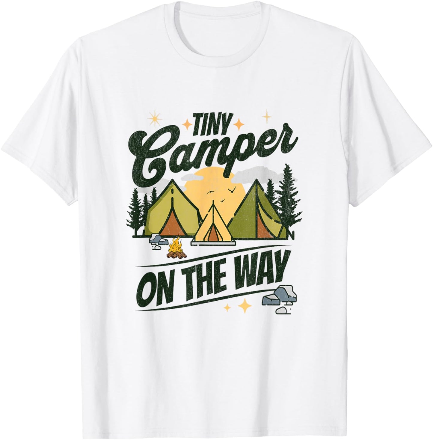 Tiny Camper On The Way camping lover pregnancy announcement T-Shirt - T-Shirt | White