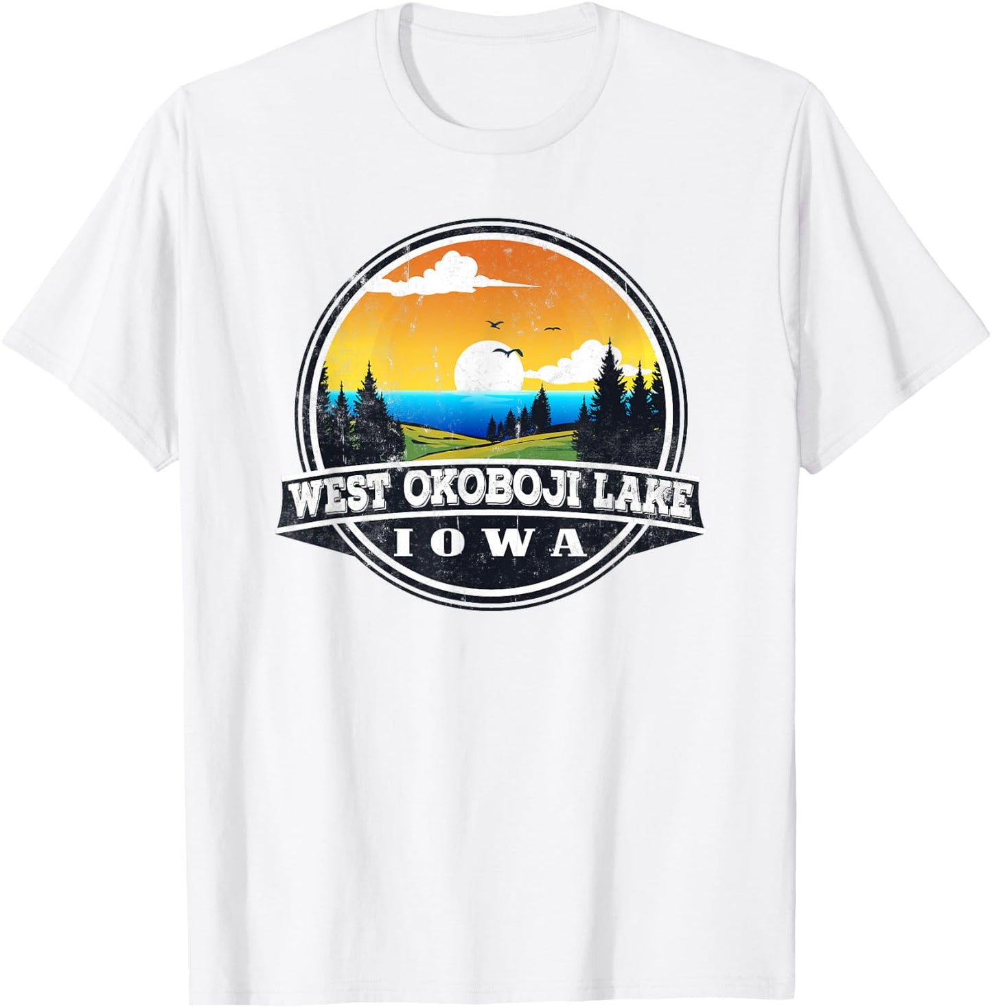 Fishing Boating Camping - Lakeview West Okoboji Lake T-Shirt - T-Shirt | White