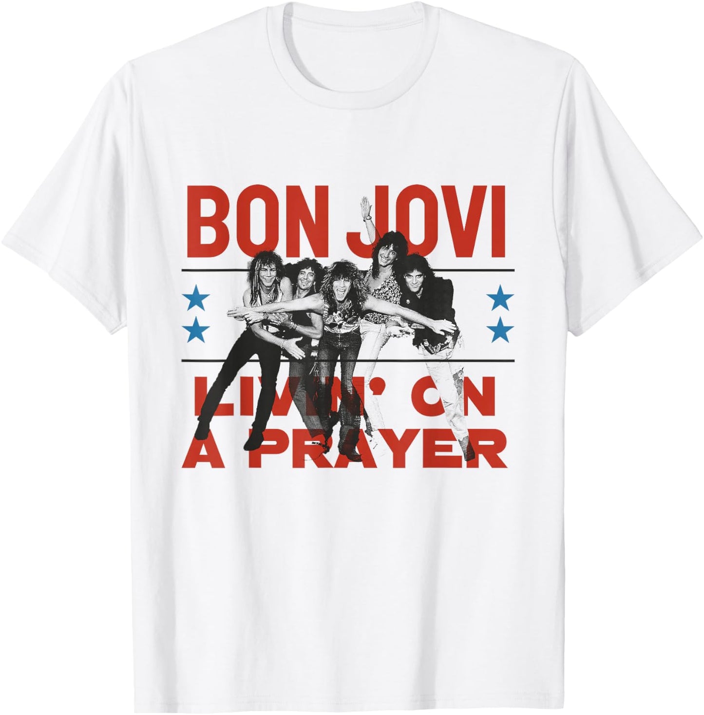 Official Bon Jovi Livin' On A Prayer , White T-Shirt - T-Shirt | White