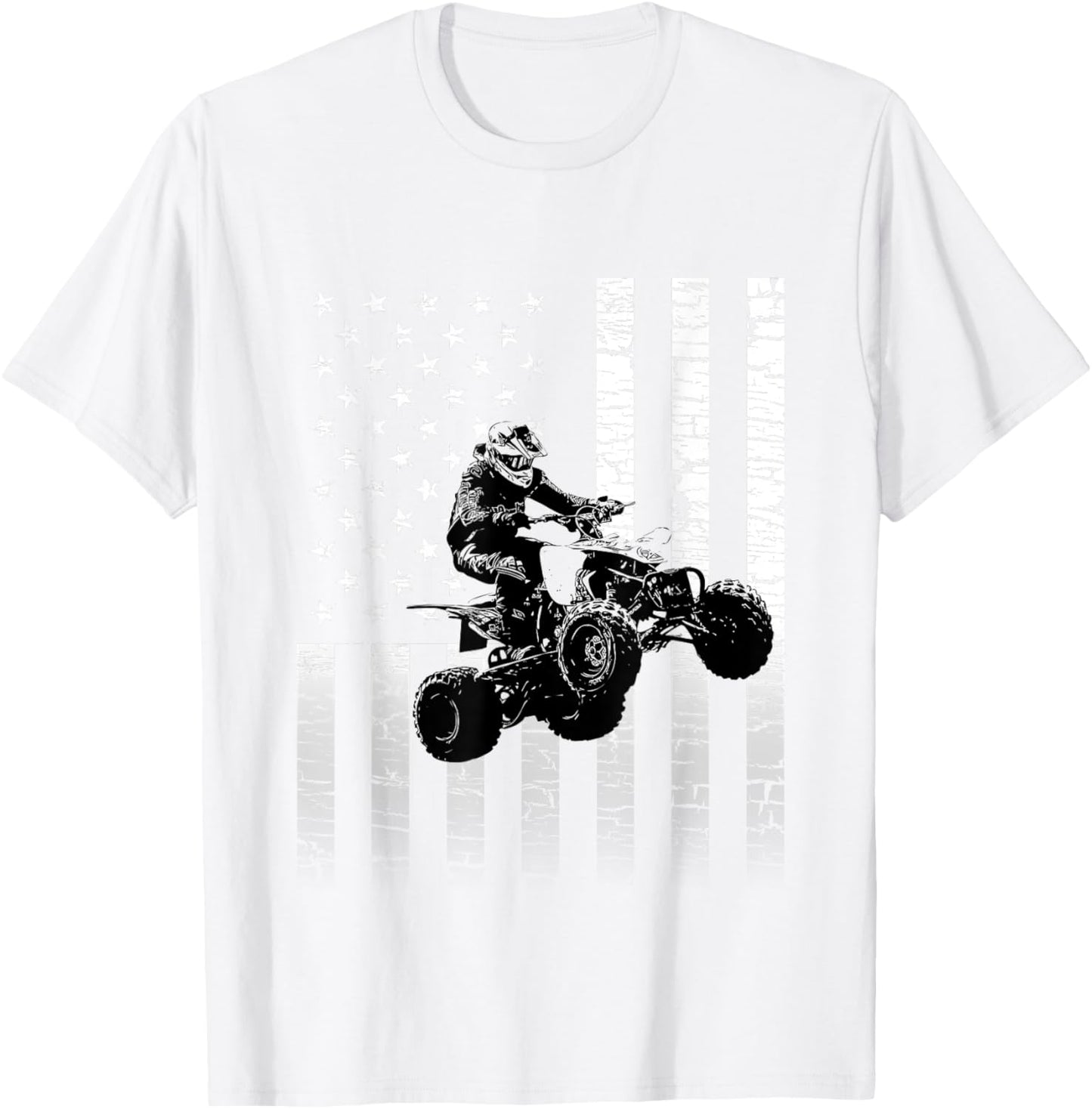 American Flag Graphic ATV/Quad Motocross T-Shirt - T-Shirt | White