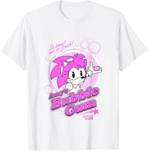 Sonic The Hedgehog Amy's Bubble Gum Sweet and Fresh Retro T-Shirt - T-Shirt | White