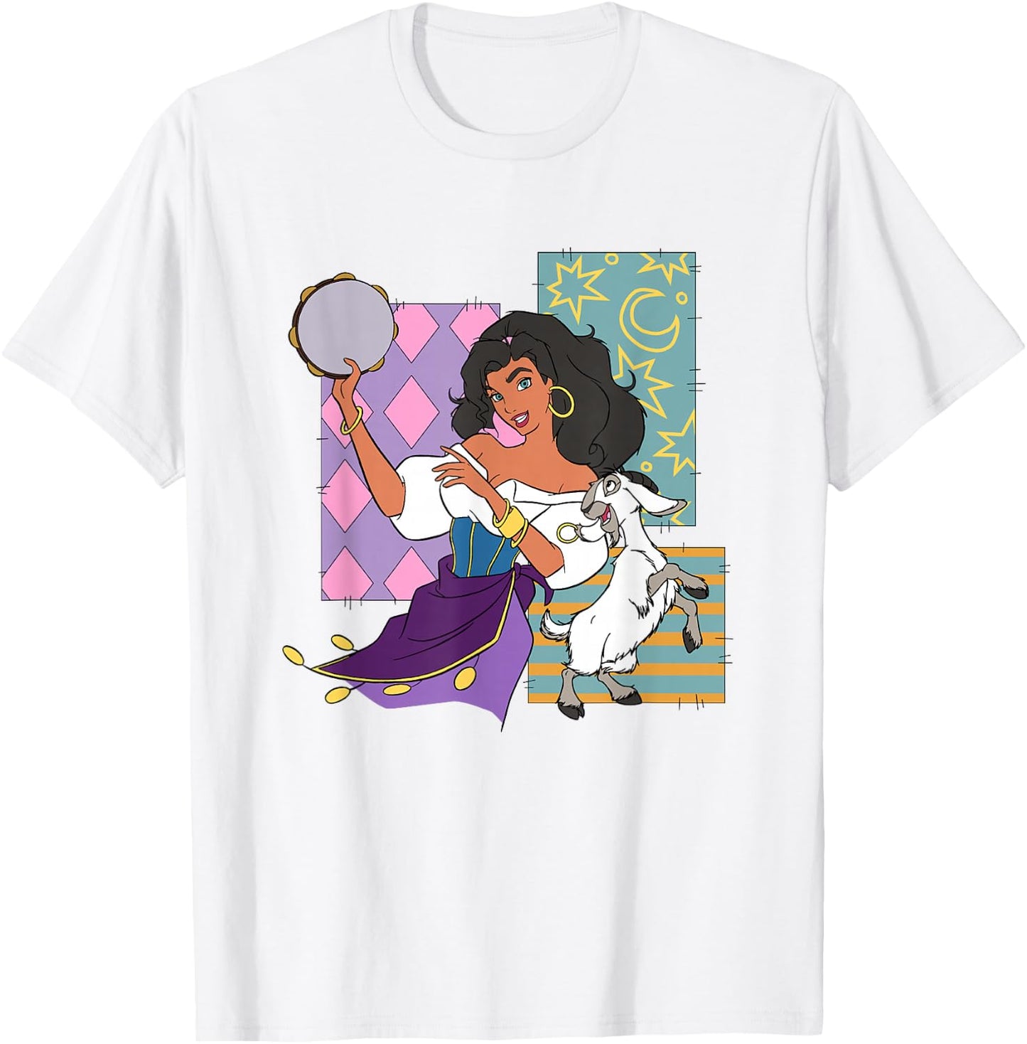 Disney The Hunchback Of Notre Dame Esmeralda Dancing Logo , Blue, S T-Shirt - T-Shirt | White