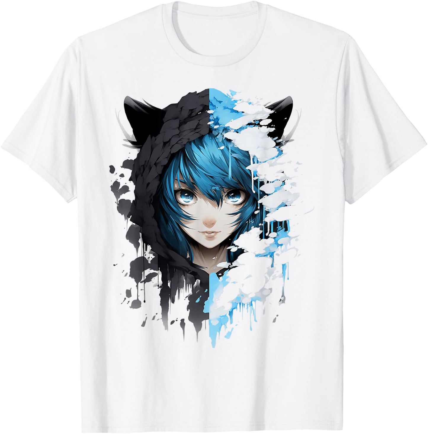 Anime Manga Abstract Japan Women Art Painting Anime , white, S T-Shirt - T-Shirt | White