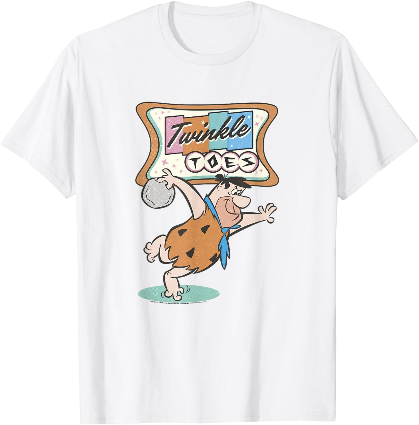 The Flintstones Twinkle Toes Fred Flintstone Bowling Alley Small T-Shirt - T-Shirt | White