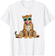 Summer Vibes Beach Vacation Leopard Blowing Bubble Gum T-Shirt - T-Shirt | White