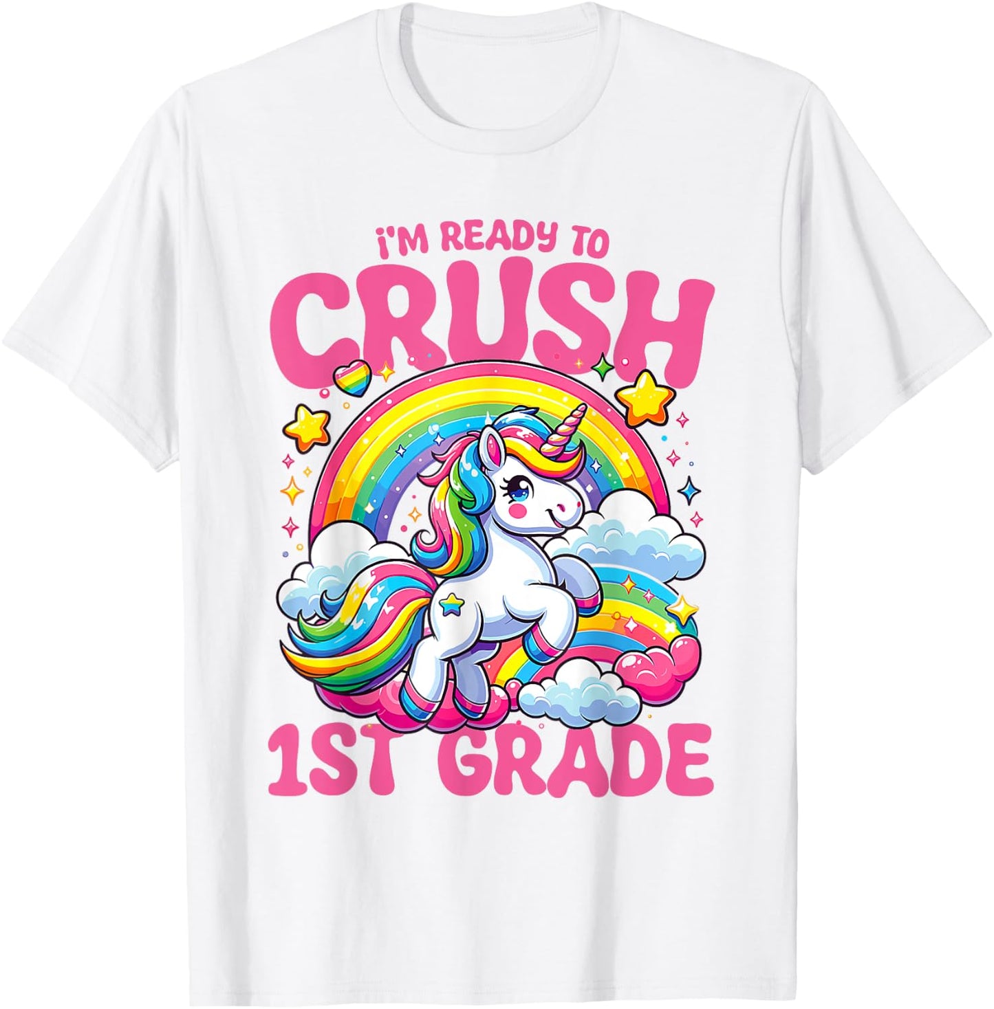 Crush 1st Grade Unicorn Girls Teacher Back to School T-Shirt - T-Shirt | White