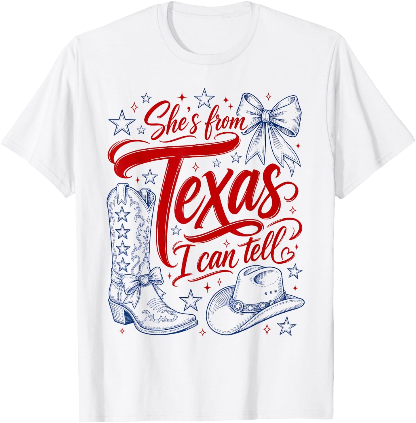 She's from Texas I Can Tell Retro Southern Cowgirl Girl T-Shirt - T-Shirt | White