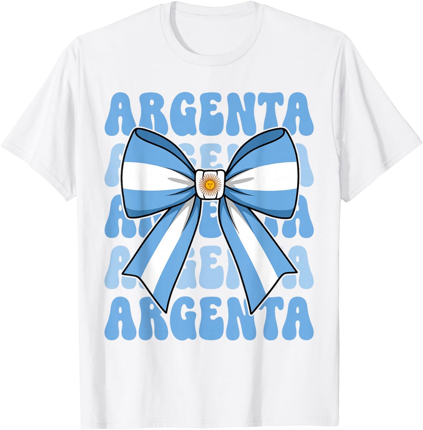 Argenta Groovy Coquette Bow Argentina Flag Argentinian Girl T-Shirt - T-Shirt | White