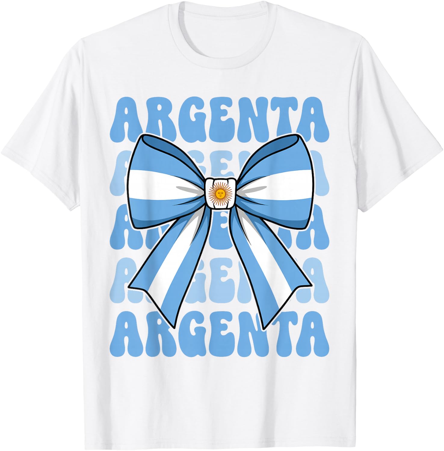 Argenta Groovy Coquette Bow Argentina Flag Argentinian Girl T-Shirt - T-Shirt | White