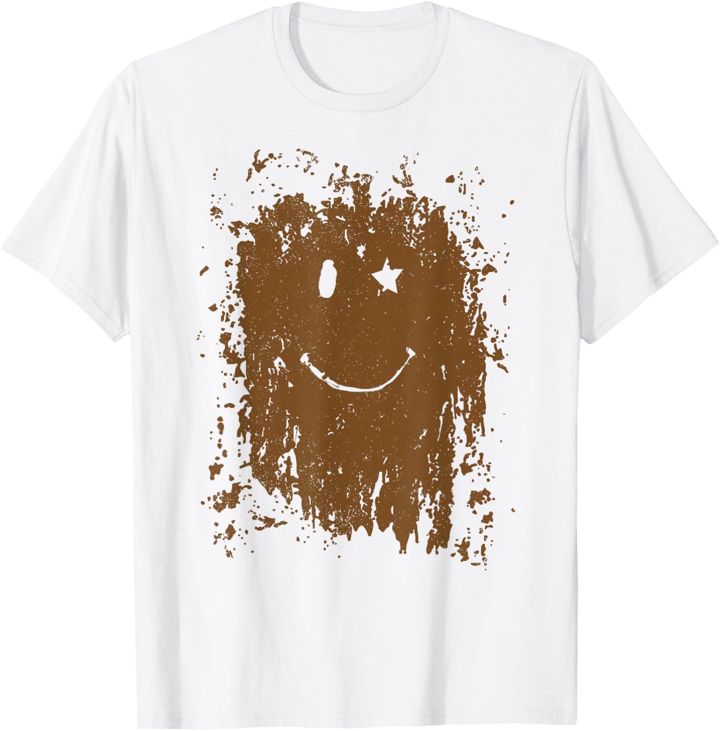 Funny Mud Splatter Face Cool Marathon and Mud Run T-Shirt - T-Shirt | White