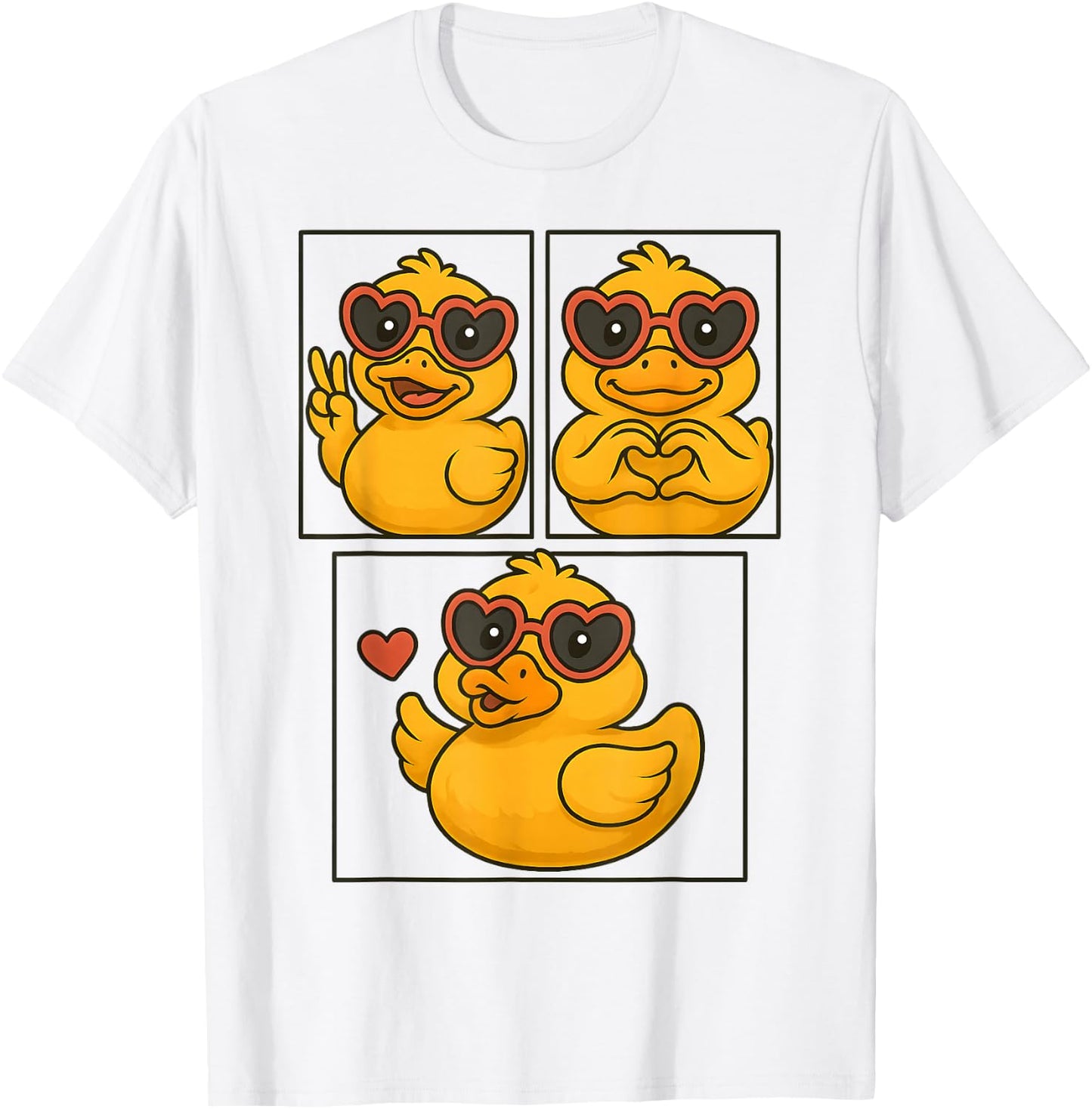 Rubber Duck Peace Heart Love Girl's Women's Rubber Duckie T-Shirt - T-Shirt | White
