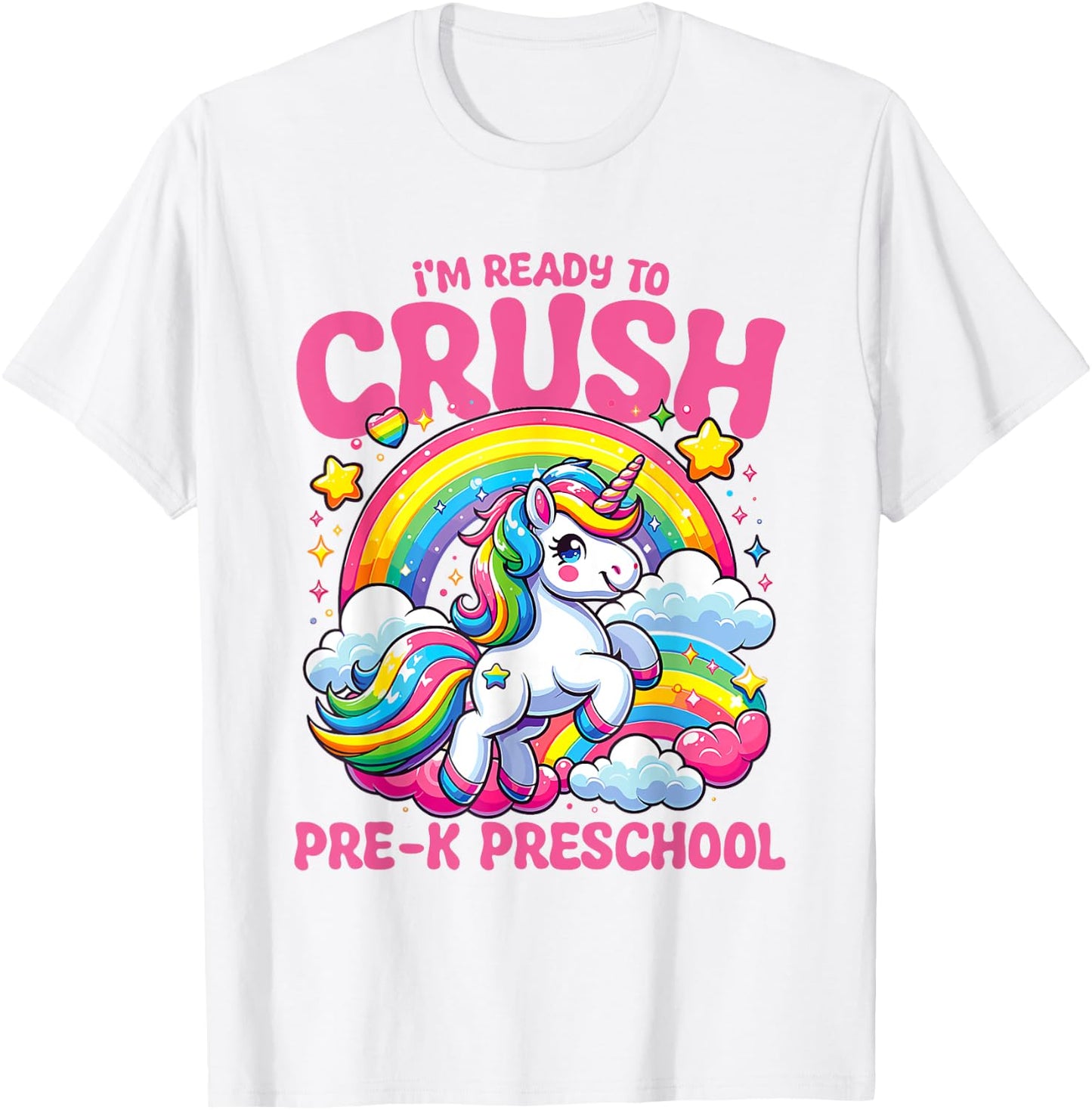 Crush Pre-k Preschool Unicorn Girls Teacher Back to School T-Shirt - T-Shirt | White