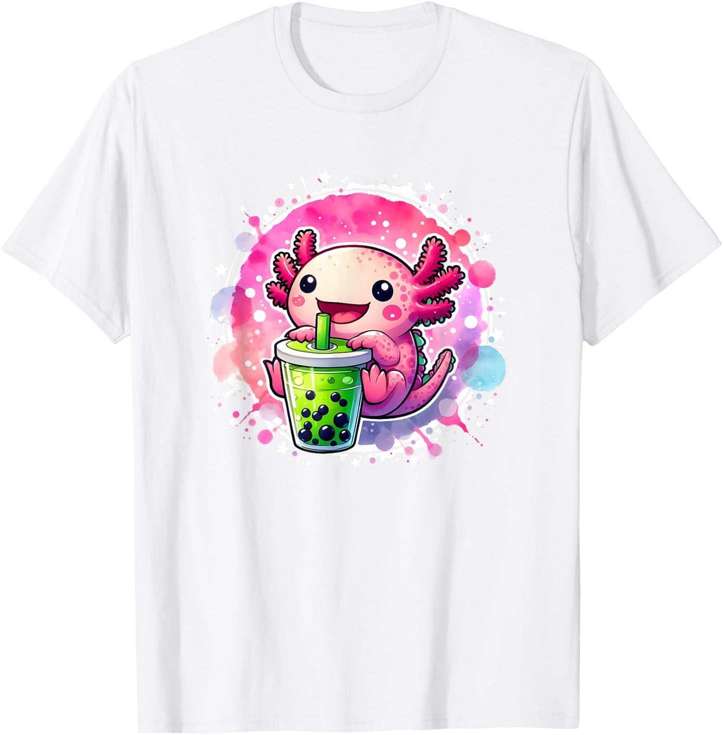 Kawaii Axolotl Drinks Boba Bubble Tea Kawaii Clothes Axolotl T-Shirt - T-Shirt | White
