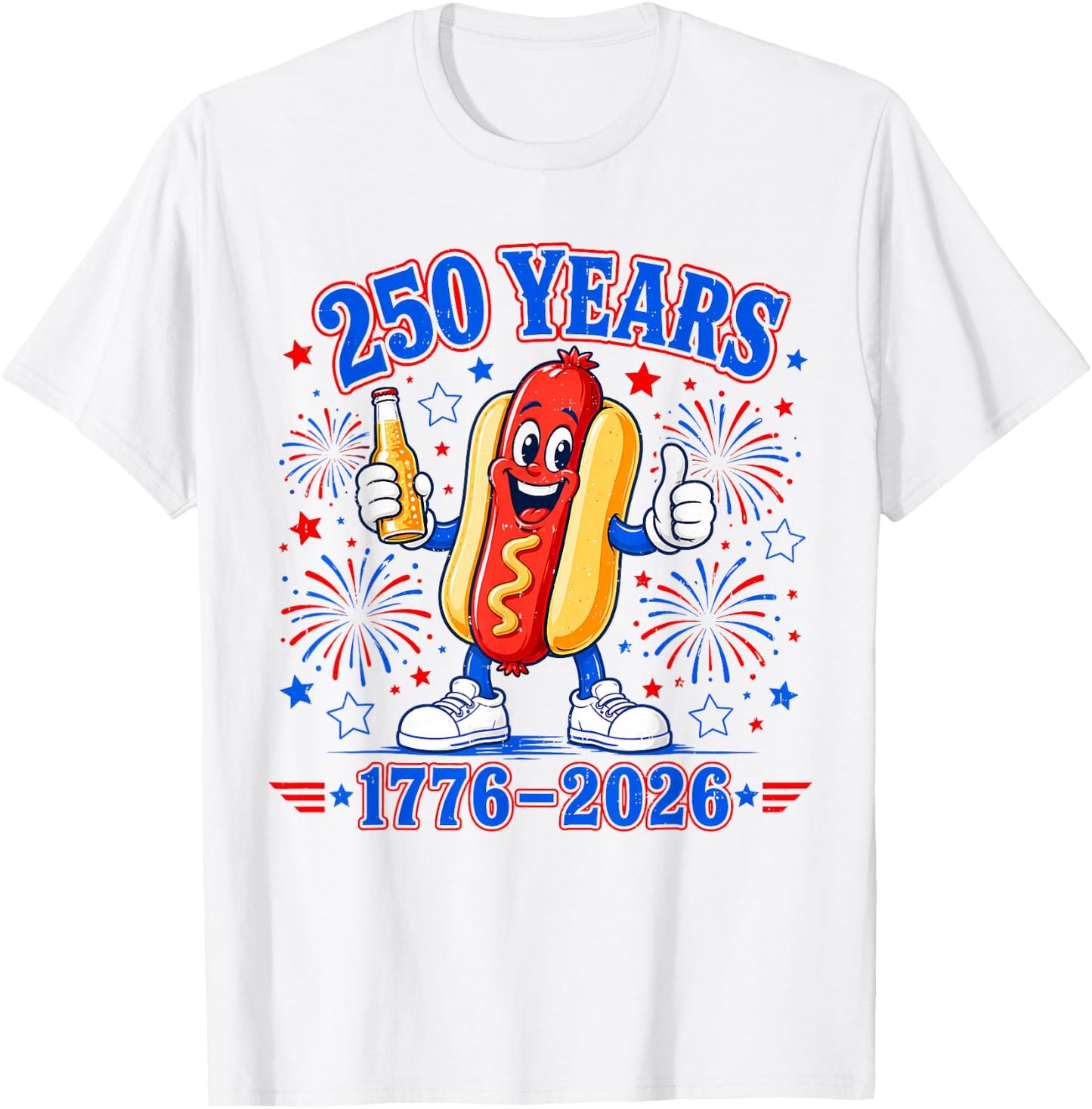 America 250th Anniversary USA Patriotic Hotdog 4th of July T-Shirt - T-Shirt | White