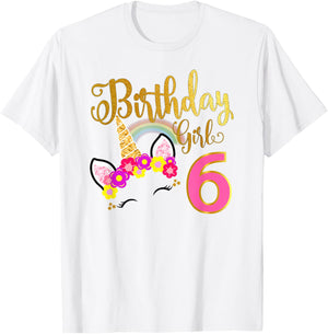 I'm 6th the Birthday for Girl Unicorn 6 year old Birthday T-Shirt - T-Shirt | White