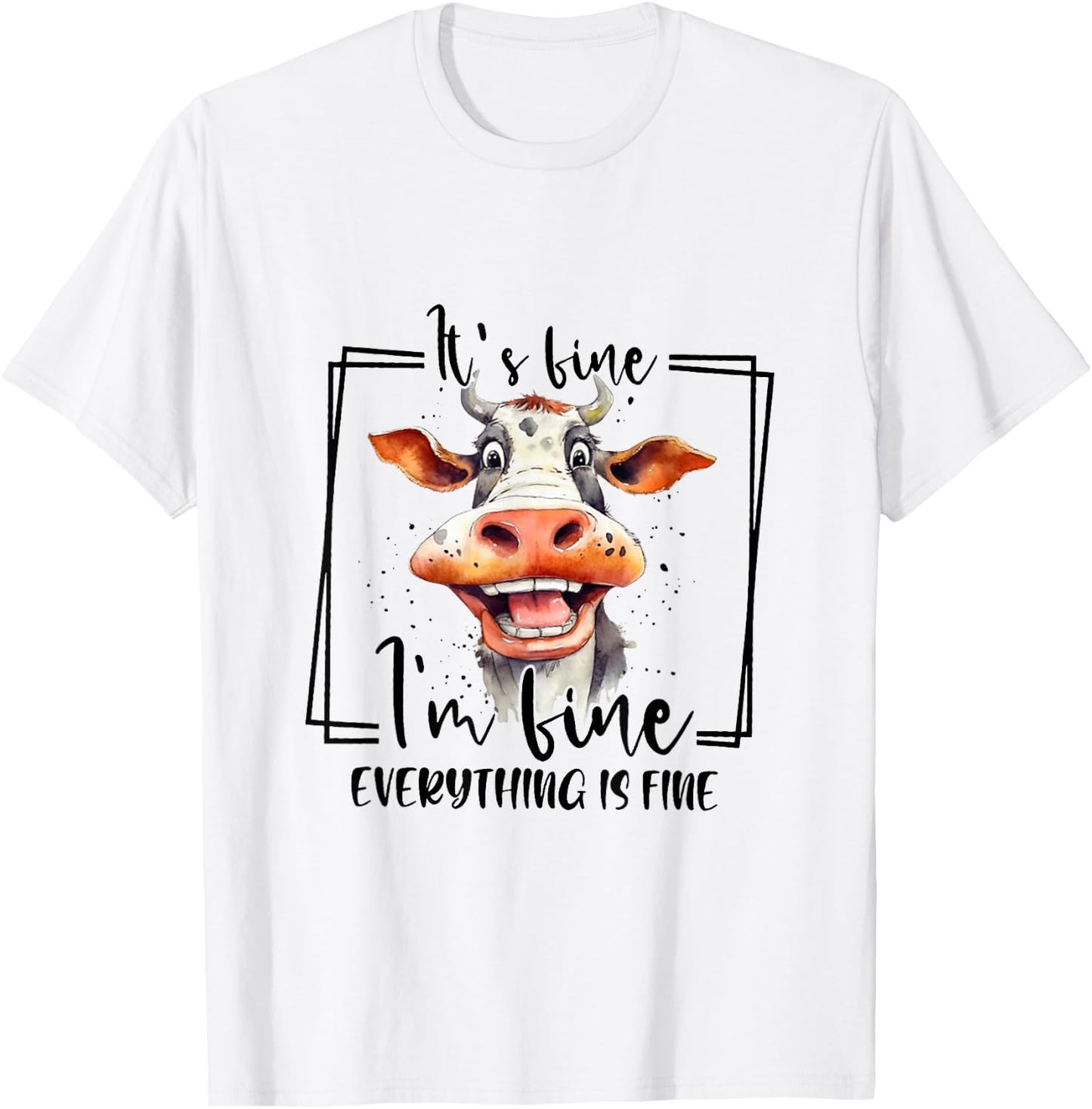 Cow It's Fine I'm Fine Everything Is Fine Teacher Xmas Women Kids T-Shirt - T-Shirt | White